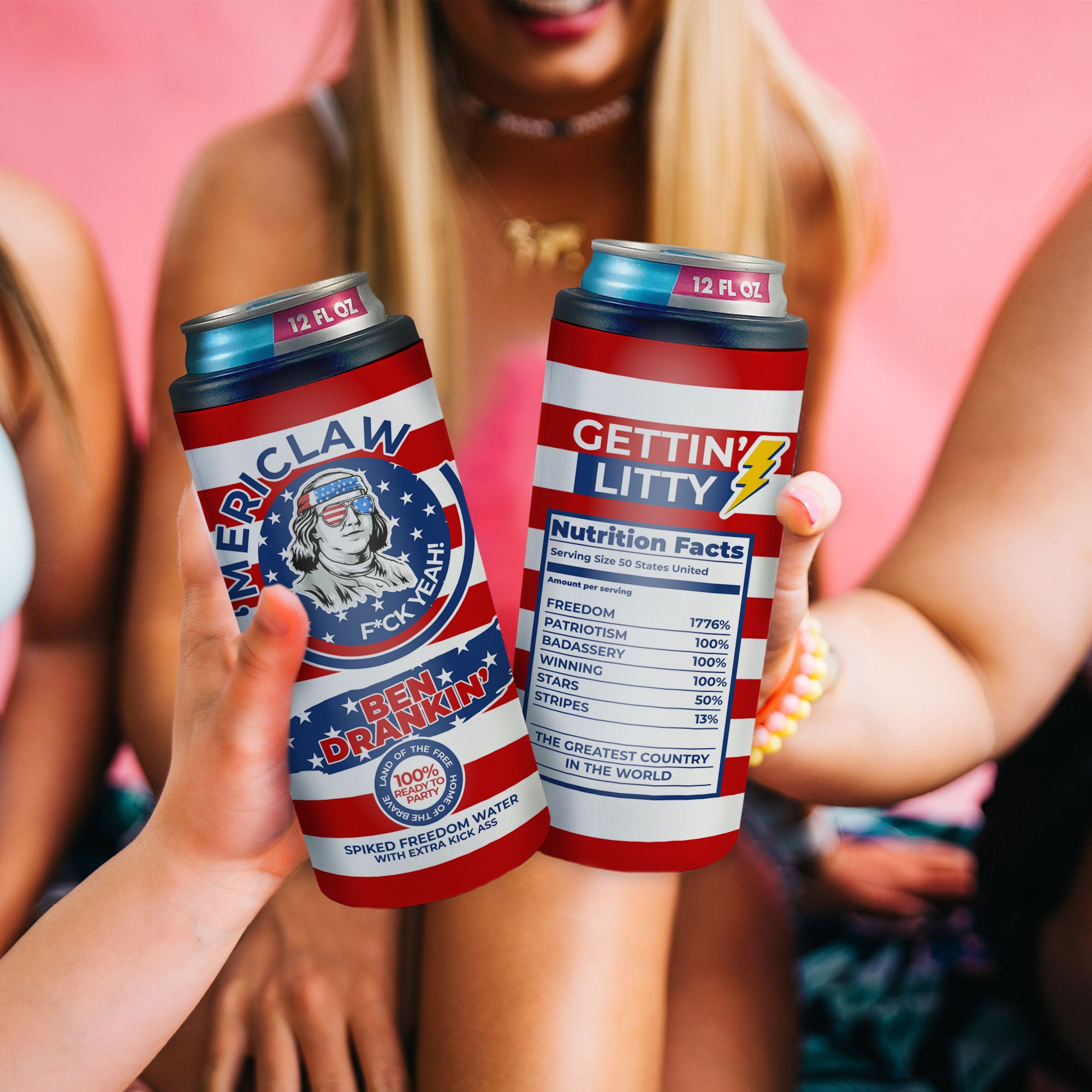 Patriot Collection (Ben Drankin) 12 oz Stainless Steel Slim Can Cooler SSKOOW0012